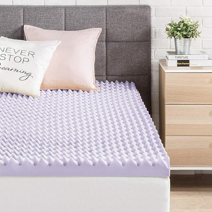 Best Price Mattress 3 Inch Egg Crate Memory Foam Mattress Topper with Soothing Lavender Infusion, CertiPUR-US Certified, Dorm Essentials, Twin XL