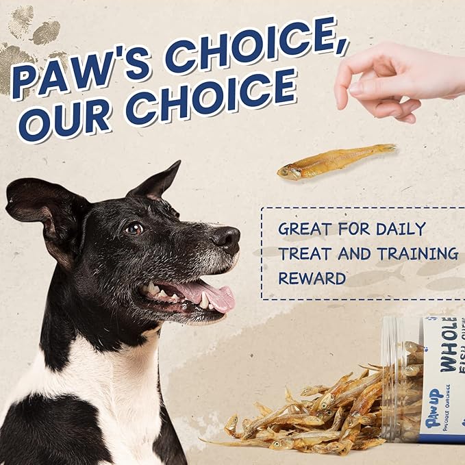 Whole Fish Treats for Dogs Cats, Air Dried -100% Wild-Caught Fish Treat, Only Two Ingredient, High in Protein and Omega-3, 8oz-Mewly Pet