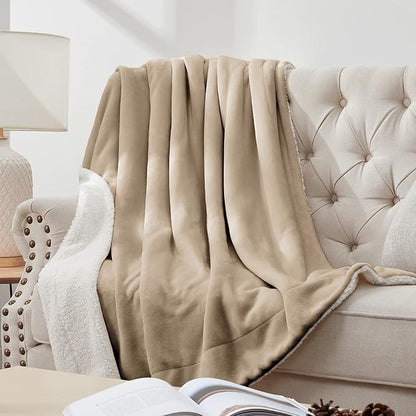 Walensee Sherpa Fleece Blanket (King Size 108”x90” Camel) Plush Throw Fuzzy Super Soft Reversible Microfiber Flannel Blankets for Couch, Bed, Sofa Ultra Luxurious Warm and Cozy for All Seasons