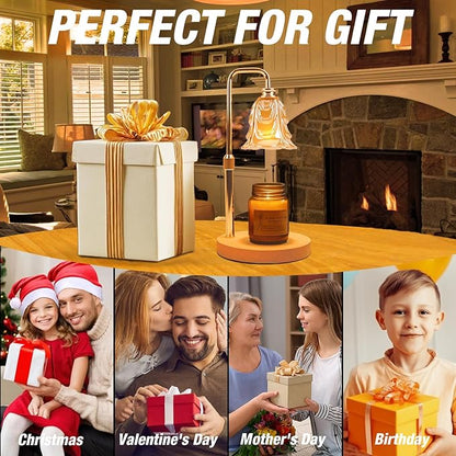 Candle Warmer Lamp with Timer and Dimmer, Electric Wax Warmers for Scented Candles with 5 Brightness Settings, Anti-Glare Lamp with Adjustable Height, Home Decor, Gift for Christmas, Birthday