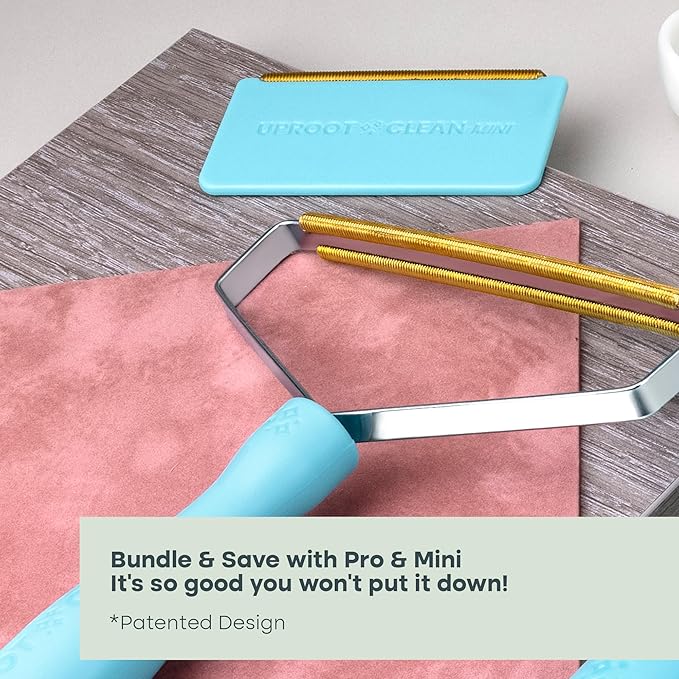 Uproot Cleaner Pro Pet Hair Remover & Mini - Pet Hair Removal Tool Multi Fabric Edge & Carpet Scraper - Cat for Couch, Cat Towers, Car Detailing The Furry-Situation Survival Kit-Mewly Pet