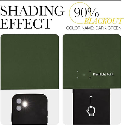 NICETOWN Dark Green Blackout Cafe Satin Curtains for Small Windows, 42" Wide by 84" Long, 2 Panels, Grommet Noise Reducing Faux Silk Blackout Drapes for Dining Room
