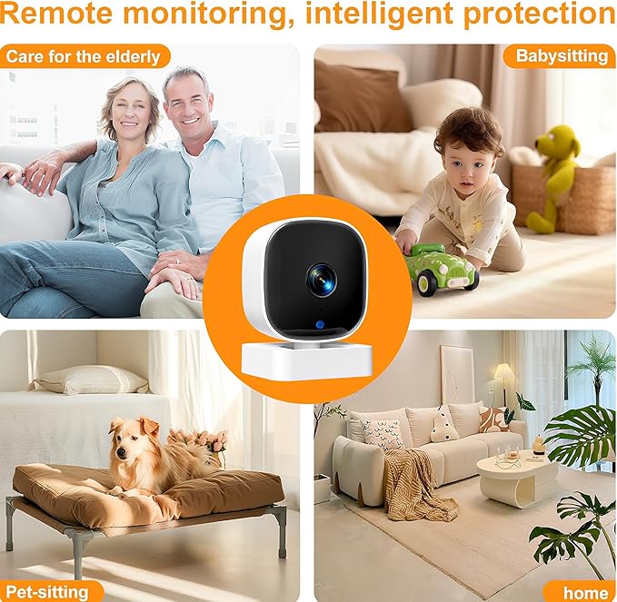 Indoor Cameras for Home Security with Color Night Vision & Siren, 2-Way Audio for Pet/Dog/Baby/Nanny, 2.4GHz WiFi Camera, Cloud & SD Card Storage-Mewly Pet
