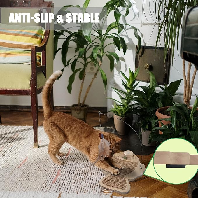 Petest Interactive Cat Toy Natural Sisal Cat Scratcher Toy with Catnip Balls, Fish Design-Mewly Pet