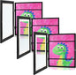 Zenacolor Kids Artwork Frames Changeable - Front-Opening to Display & Store 100 pcs - Set of 3 Kids Art Frame Includes Wall Hooks & Stand - 10x12.5cm - Black