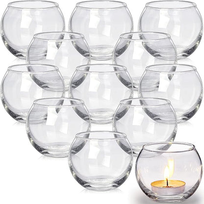 LAMORGIFT 36Pcs Glass Tealight Candle Holders - Bowl Vases for Votive/Floating Candles, Round Vases for Wedding, Engagement, Bridal Shower Parties Table Centerpieces