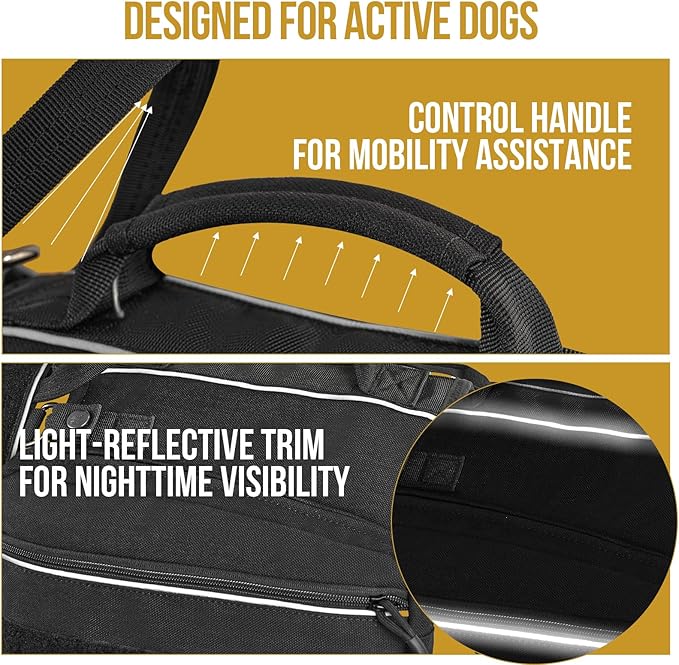 Onetigris Dyno Outdoor Dog Harness With Pockets, Front Range Pack, Backpack With Handles, Saddle Bag Hiking Vest, Tactical Service Canine EDC Pack Set-Mewly Pet