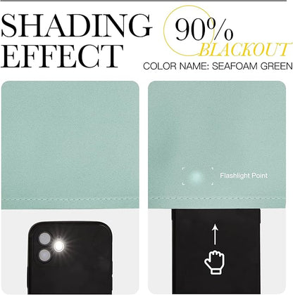 NICETOWN Insulated Curtains Blackout Draperies - Window Treatment Seafoam Green Blackout Eyelet Top Curtains/Panels for Bedroom/Living Room Window, 95 inches Long, 2 Panel Set