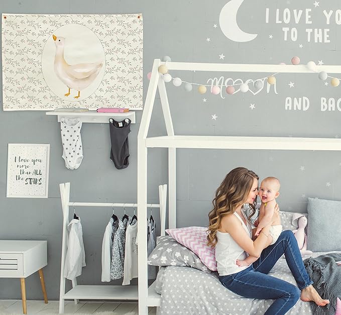 Silly Goose Nursery Rectangular Canvas Banner-Flag Wall Sign Decor for Boys Girls Toddler Kids,Baby Room Above Crib Playroom Reading Room Bedroom Decor-Easter Baby Shower Birthday Christmas Gift