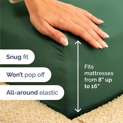 Queen Sheets Set 6 Piece - Includes 4 Pillowcases - Bed Sheets Queen Size - Soft Hotel Luxury Bedding - Cooling, Comfy, Cozy & Breathable - 1 Flat & 1 Fitted & 4 Pillowcases w/ Deep Pockets - Emerald