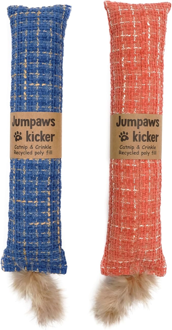 2 Pack Natural Interactive Catnip Cat Kicker Toys, Bite Resistant Chew Toy, Accessories for Indoor Cat (Twill Weave)-Mewly Pet