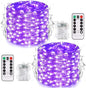JMEXSUSS 2 Pack Christmas Fairy Lights Battery Operated, Total 400 LED 132ft Purple Christmas String Lights Indoor with Remote, 8 Modes Copper Wire Twinkle Lights for Bedroom Wall Tree Decor