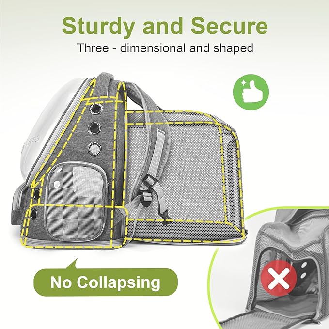 Expandable Cat Backpack,Cat Bubble Backpack Carrier for Carrying Cats, Pets and Small Dogs,Airline-Approved,Designed for Travel, Hiking, Walking,Car （Grey-Mewly Pet