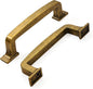 Khtumeware 10 Pack 3-3/4 Inch Antique Brass Cabinet Pulls Vintage Drawer Pulls Kitchen Cabinet Hardware Cupboard Handles