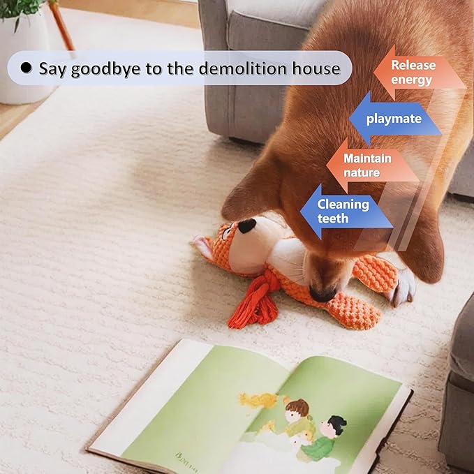Nana Petit Fox Squeaky Dog Toys for Small & Medium Dogs – Plush Chew Toy, Interactive Puppy Teething Toys for Aggressive Chewers, Cute Stuffed Animal for Play, Training & Indoor Fun-Mewly Pet