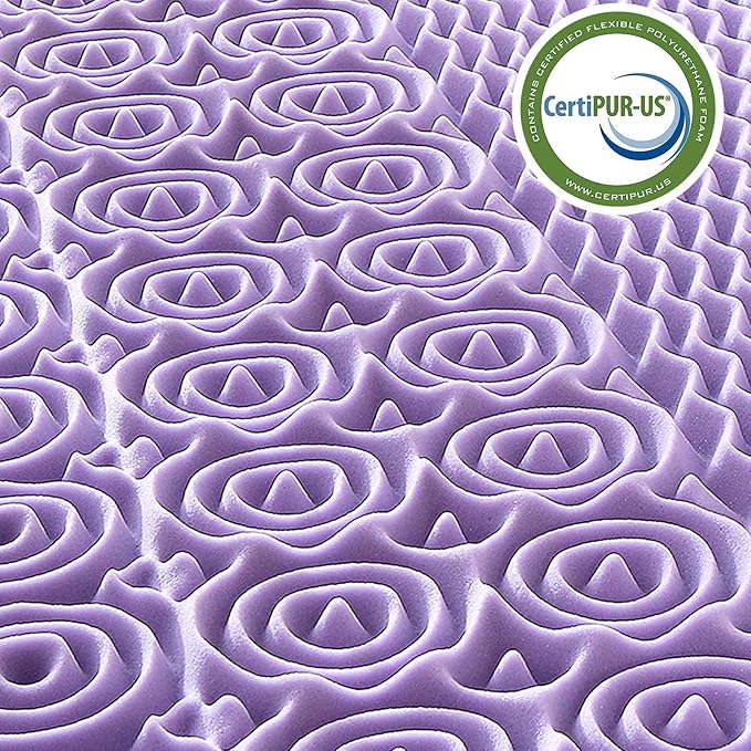 MUXHOMO 3 Inch 7-Zone Twin XL Mattress Topper, Egg Crate Foam Mattress Topper Twin XL Size for Back Pain, Lavender Cooling Gel Infused Bed Pad, CertiPUR-US and Oeko-TEX Certification (79"×38")