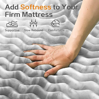 SINWEEK 2 Inch Mattress Topper 5-Zone Memory Foam Mattress Topper Pressure Relieve Soft Mattress Pad, CertiPUR-US Certified, Twin Size, Gray