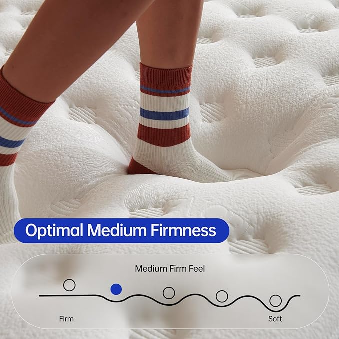 Queen Size Mattress, 14 Inch Hybrid Mattress in a Box, Gel Memory Foam Individually Wrapped Pocket Coils Innerspring Pressure Relief, Medium Firm (14 Inch, Queen (U.S. Standard))
