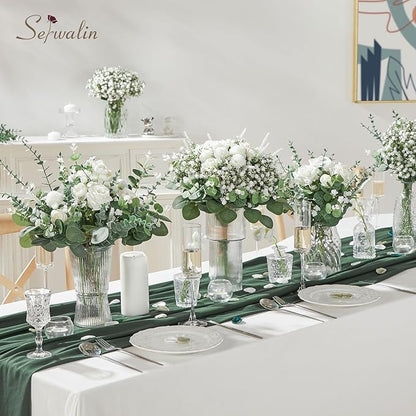 Serwalin 200 Pcs 7 Kinds Mixed Artificial Eucalyptus Leaves Stems Bulk Faux Silver Dollar Eucalyptus Leaves Real Touch Greenery Branches for Wedding Floral Arrangement Table Centerpieces Home Decor