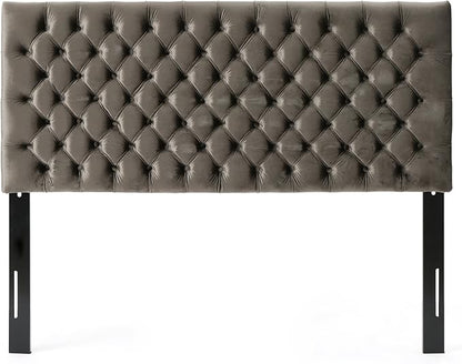 Christopher Knight Home Jezebel Velvet Headboard, Queen / Full, Grey / Black Steel