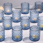 12Pcs Large Votive Candle Holders 2.8 * 3.2in Blue Tea Light Candle Holders Glass Candle Holder for Wedding, Bridal Shower, Table Centerpiece, Party, Home Decor