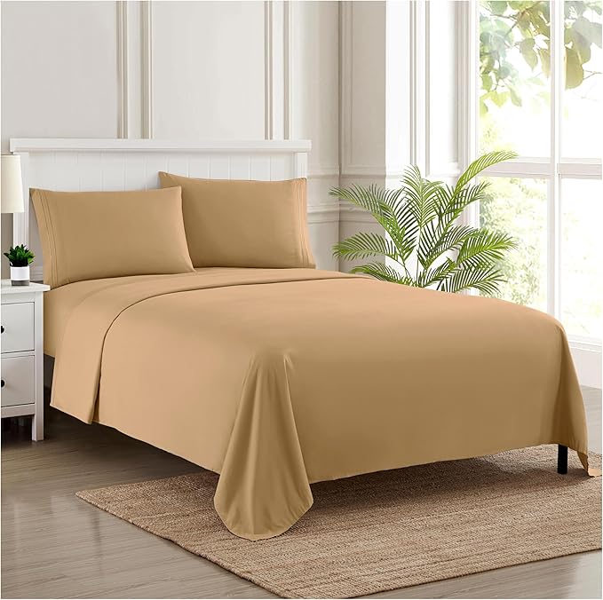 California King Sheet Sets - Breathable Luxury Sheets with Full Elastic & Secure Corner Straps Built In - 1800 Supreme Collection Cal King Deep Pocket Bedding Set, Sheet Set, California King, Taupe