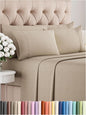 Queen 6 Piece Sheet Set - Comfy Breathable & Cooling - Soft Hotel Luxury Bedding Set with 8-16 Inch Deep Pockets - 1 Flat & 1 Fitted Sheet & 4 Pillowcases - Wrinkle Free & Easy Care - Heathered Beige