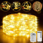 33FT 200 LED Fairy Lights Battery Operated with Timer & Remote, 8 Modes Dimmable Twinkle Lights, Waterproof Warm White Fairy String Lights for Outdoor Patio Wedding Mason Jar Party Bedroom Classroom