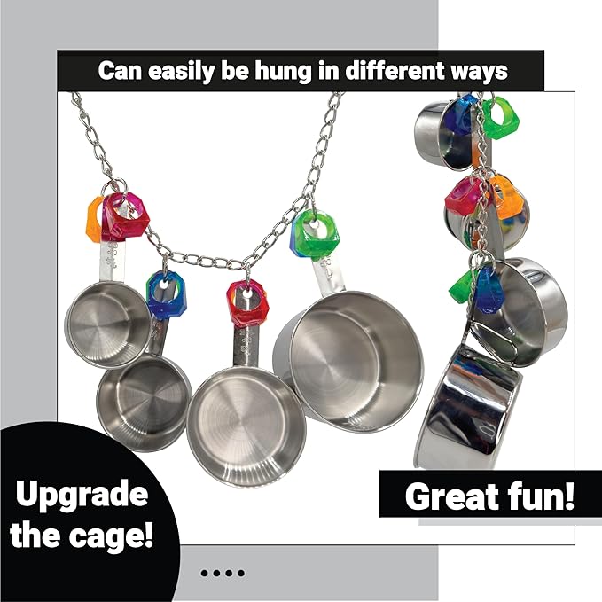 1410 Stainless Pot Delight from Parrots Cockatiels Conures Budgies Macaws Lovebirds African Greys Parrot Toys Stainless Foraging Chew Treat Noise-Making Fun Sensory Enrichment.-Mewly Pet
