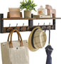 YMYNY Coat Rack Shelf Wall Mounted, Coat Hooks Set of 2, Entryway Coat Hanger with 8 Hooks, 31.5" Wall Floating Shelf with Hat Rack, for Kitchen, Bedroom, Bathroom, Rustic Brown UHWS001H-2