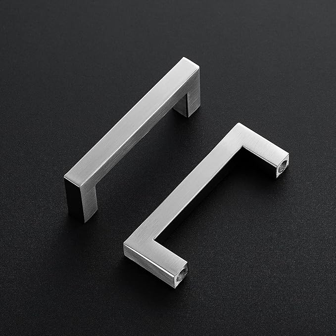 Ravinte 3 Pack 3-1/2 Inch Square Cabinet Handles Satin Nickel Pulls Brushed Nickel Drawer Pulls Kitchen Cupboard Hardware for Cabinets Cupboard Drawer Handles