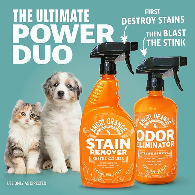 ANGRY ORANGE Pet Stain Remover for Dog Urine and Stains - Enzyme Cleaner - Citrus - Value 2 pack-Mewly Pet