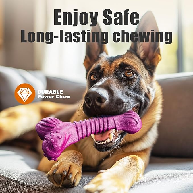 Dog Toys for Aggressive Chewers, Dog Toys for Medium Large Dogs, Natural Rubber Dog Chew Toys with Beef Flavor, Indestructible Chew Toys for Aggressive Chewers (Purple)-Mewly Pet
