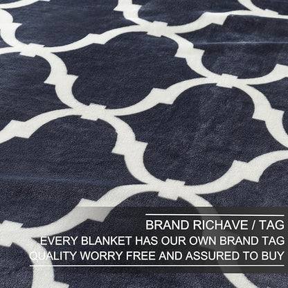 Richave Gray Pattern King Size Blanket,Premium Lightweight Anti-Static 90x108 Inches Throw Blankets for King Calking Bed,Couch, Sofa, Chair, Camping, Picnic,Grey and White