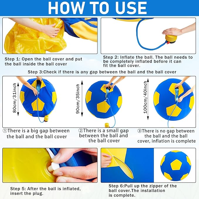 40inch Giant Herding Ball with Ball Cover Anti Burst Please Watch VCR for How to Inflation Horse Toys for Horses Stall Entertainment Play, Pump Included(Yellow,Stylish)-Mewly Pet