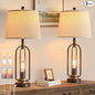 Farmhouse Table Lamps for Living Room Set of 2, 28.5" Tall Rustic Table Lamps with USB Ports, 3-Way Dimmable Vintage Bedside Lamps for Bedroom Nightstand, Bulbs