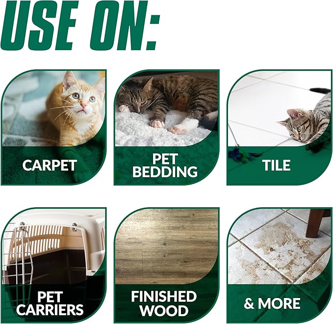 Simple Green Cat Stain & Odor Remover - Enzyme Cleaner for Cat Urine, Feces, Blood, Vomit (32 oz Sprayer & 1 gallon Refill)-Mewly Pet