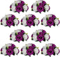 Pcs of 10 Fake Flower Ball Arrangement Bouquet,15 Heads Plastic Roses with Base, Suitable for Our Store's Wedding Centerpiece Flower Rack for Parties Valentine's Day Home Décor (Purple & White)