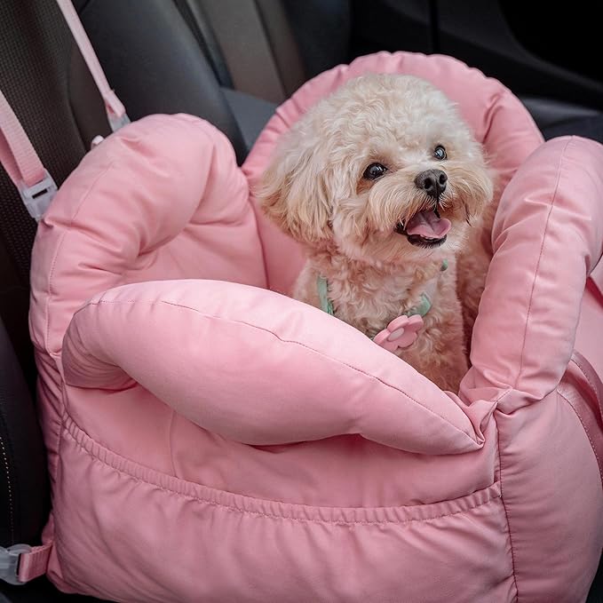 VETRESKA Dog Carrier Dog Car Seat for Small Dogs - Washable Cat Carrier Portable Puppy Bed for Car Seat of Easy Installation Pet Travel Carrier Bed with Storage Pocket & Safety Clip-On Leas-Mewly Pet