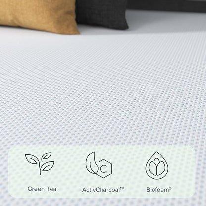 ZINUS 6 Inch Green Tea Cooling Gel Memory Foam Mattress, Short Queen, Fiberglass Free, Cooling Gel Foam, Pressure Relieving, CertiPUR-US Certified, Mattress in A Box, White