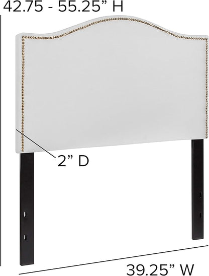 Flash Furniture Lexington Upholstered Twin Size Headboard with Accent Nail Trim in White Fabric