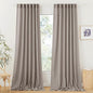 RYB HOME Extra Long Sheer Curtains - Linen Textured Privacy Semi Shears for Sliding Glass Door Hotel High Ceiling Window Living Room, Birch Brown, W 52 x L 108 inches Long, 1 Pair