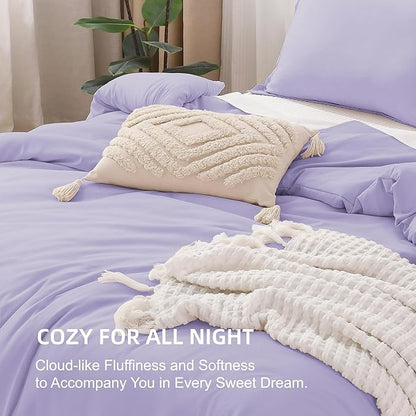 Litanika Lavender Comforter Twin/Twin XL Size, 2 Pieces Boho Lightweight Solid Bedding Comforter Set, All Season Fluffy Bed Set (66x90In Comforter & 1 Pillowcase)