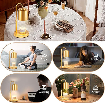 CASTLELIFE Candle Warmer Lamp with Timer & Dimmer, Height Adjustable Electric Wax Melt Warmer for Jar Candles, Gifts for Mom Home Decor, Gold