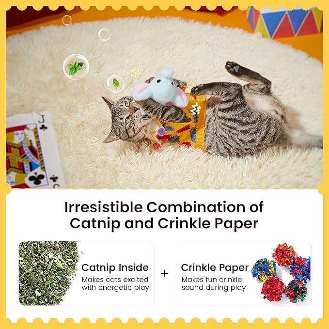 Potaroma Cat Toys Flapping Elephant, Interactive Realistic Kitten Toy Stuffed with Catnip and Crinkle Paper Hangable Design for Bored Indoor Cats 6.3 Inches-Mewly Pet