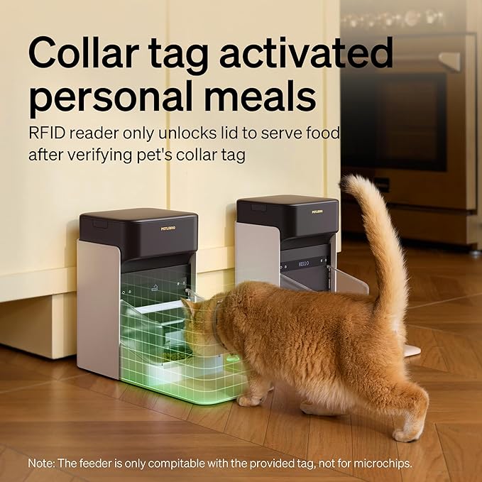 PETLIBRO RFID Automatic Cat Feeder, Collar Tag-Activated Personalized Meals, 5G&2.4G Wi-Fi Programmable Cat Food Dispenser with Cats Recognition & Diet Tracking for Multi-Pet Homes and Different Diets-Mewly Pet
