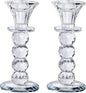 Crystal Candle Holder Set, 2 Pcs Taper Glass Candlestick Holders, Unity Clear Candle Holders for Dinning, Party, Wedding, Birthday, Multi Pillar Candelabra Candle Holder Stand Decorative