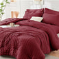 HYMOKEGE Burgundy California King Comforter Set Seersucker 7 Pieces, All Season Luxury Bed in a Bag for Bedroom, Bedding Set with Comforters, Sheets, Pillowcases & Shams