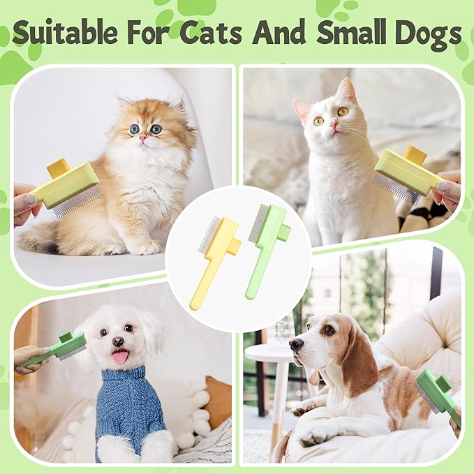 Flea Comb for Cats & Dogs Brush for Shedding Self Cleaning Pet Comb Lice Comb with Long & Short Stainless Steel Teeth Pet Hair Removal Tool 2025-Mewly Pet