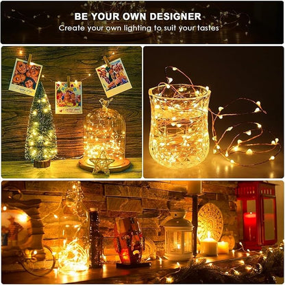 ANJAYLIA 4 Pack Fairy Lights 16.4ft 50 LED String Lights Battery Operated Mini Twinkle Starry Lights for Wedding, Party, Christmas, Decor, Warm White